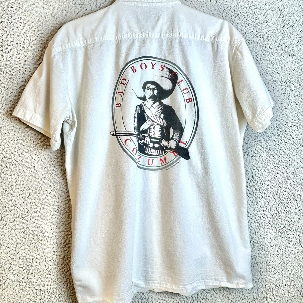 Vintage Bad Boys Club Cozumel Mexico Shirt Size S/M 1987 Double Sided Graphics